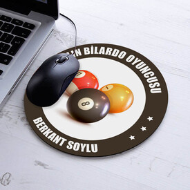 Yılın Bilardo Oyuncusu İsme Özel Yuvarlak Mousepad - Thumbnail