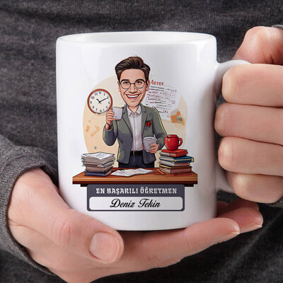  - Yılın En Başarılı Erkek Öğretmeni Karikatürlü Bardak