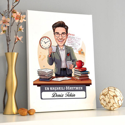  - Yılın En Başarılı Erkek Öğretmeni Karikatürlü Tablo