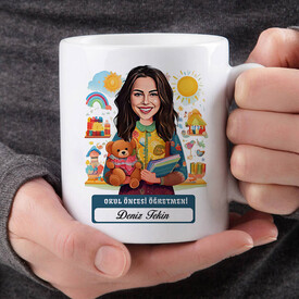  - En Başarılı Kadın Okul Öncesi Öğretmeni Karikatürlü Bardak