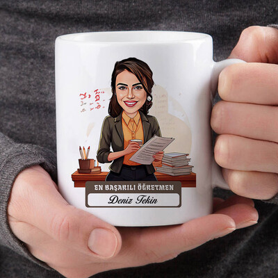  - Yılın En Başarılı Kadın Öğretmeni Karikatürlü Bardak
