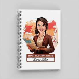  - En Başarılı Kadın Sosyal Bilgiler Öğretmeni Karikatürlü Defter