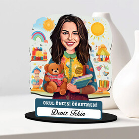  - En Başarılı Kadın Okul Öncesi Öğretmeni Karikatürlü Biblo