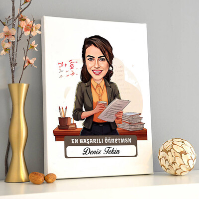  - Yılın En Başarılı Kadın Öğretmeni Karikatürlü Tablo