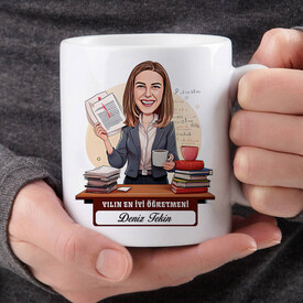  - Yılın En İyi Kadın Öğretmeni Karikatürlü Bardak