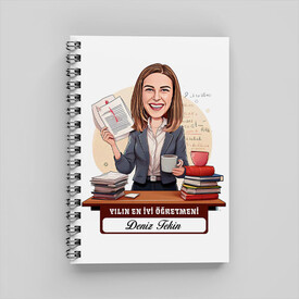  - Yılın En İyi Kadın Öğretmeni Karikatürlü Defter