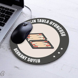 Yılın Tavla Oyuncusu İsme Özel Yuvarlak Mousepad - Thumbnail