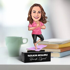 Yoga Yapan Kadın Karikatürlü Biblo - Thumbnail