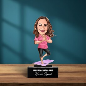 Yoga Yapan Kadın Karikatürlü Biblo - Thumbnail