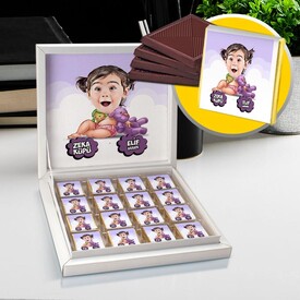 Zeka Küpü Kız Karikatürlü Çikolata Kutusu - Thumbnail