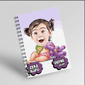 Zeka Küpü Kız Karikatürlü Defter - Thumbnail