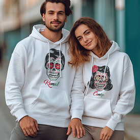 Zombi Sevgililer Kapşonlu Sevgili Sweatshirt - Thumbnail