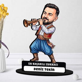 Zurnacı Müzisyen Erkek Karikatürlü Biblo - Thumbnail